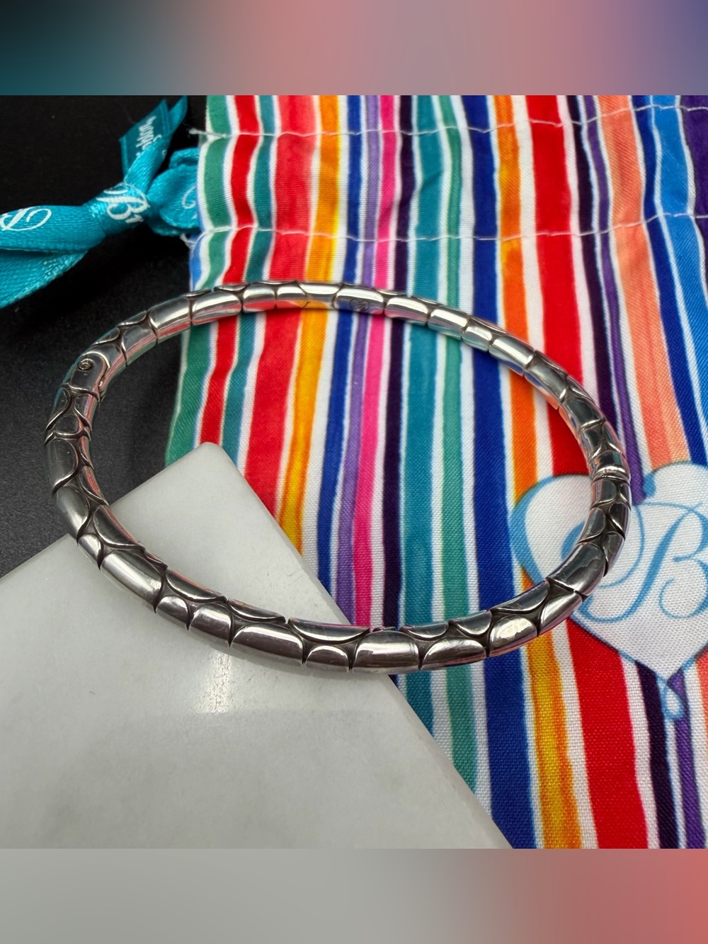 Brighton Pebble Slim Hinged Bangle Bracelet #602 with Dust Bag